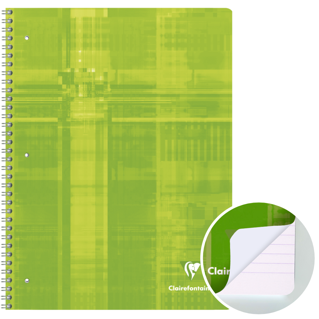 Cahier à spirale ligné 180P 3 trous 8½X11. Assortis CLAIREFONTAINE