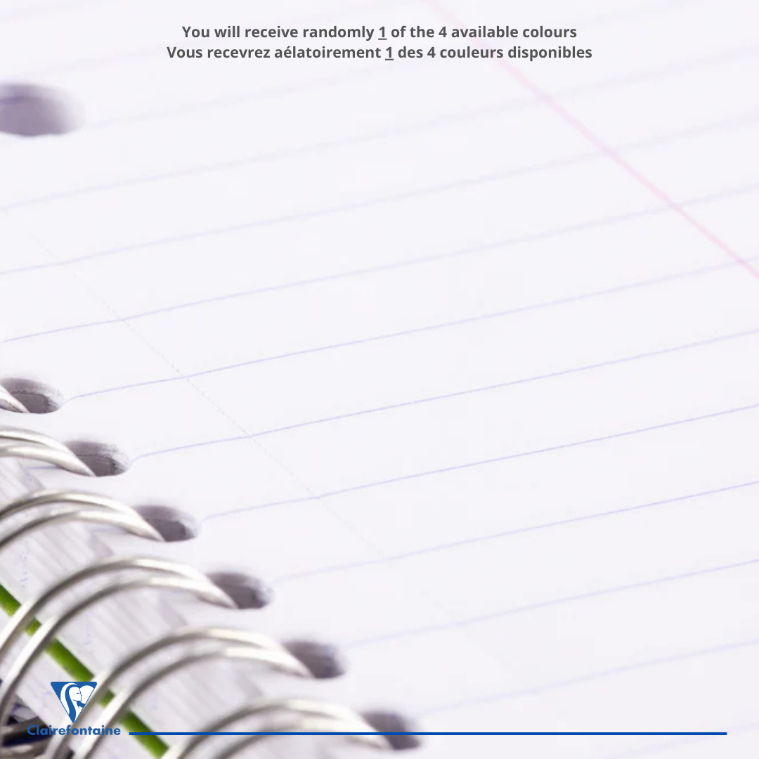Cahier à spirale ligné 180P 3 trous 8½X11. Assortis CLAIREFONTAINE