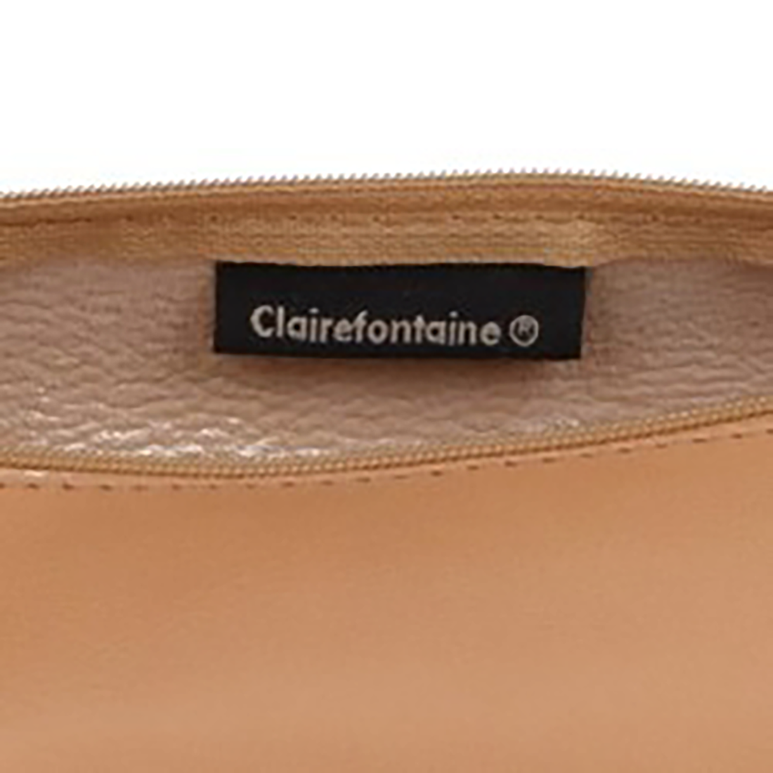 Trousse ronde en cuir -naturel (5.5x22cm) CLAIREFONTAINE