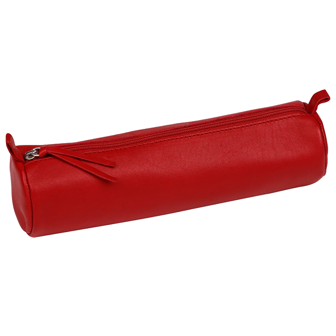 Trousse ronde -cuir teinté -rouge (5.5x22cm) CLAIREFONTAINE