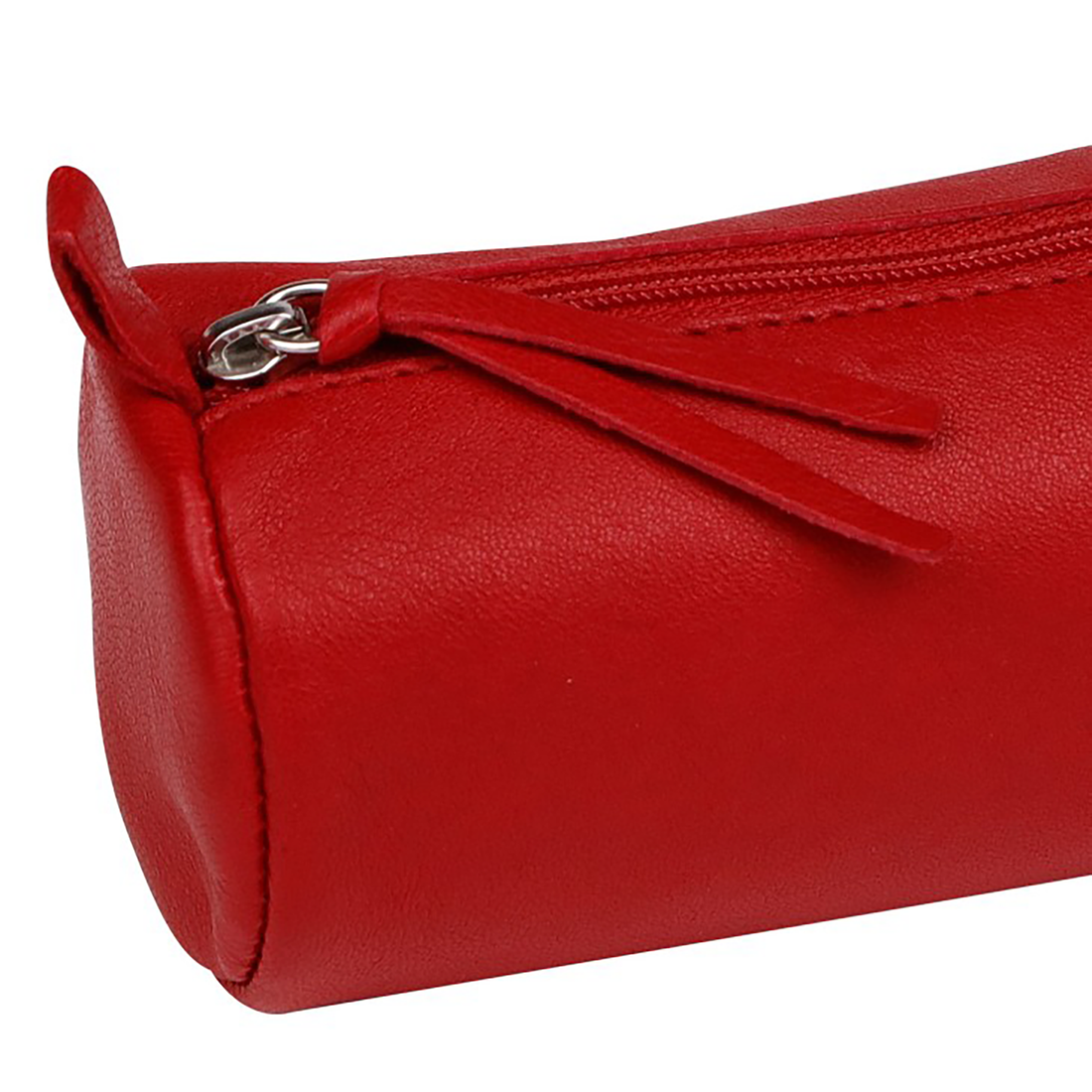 Trousse ronde -cuir teinté -rouge (5.5x22cm) CLAIREFONTAINE