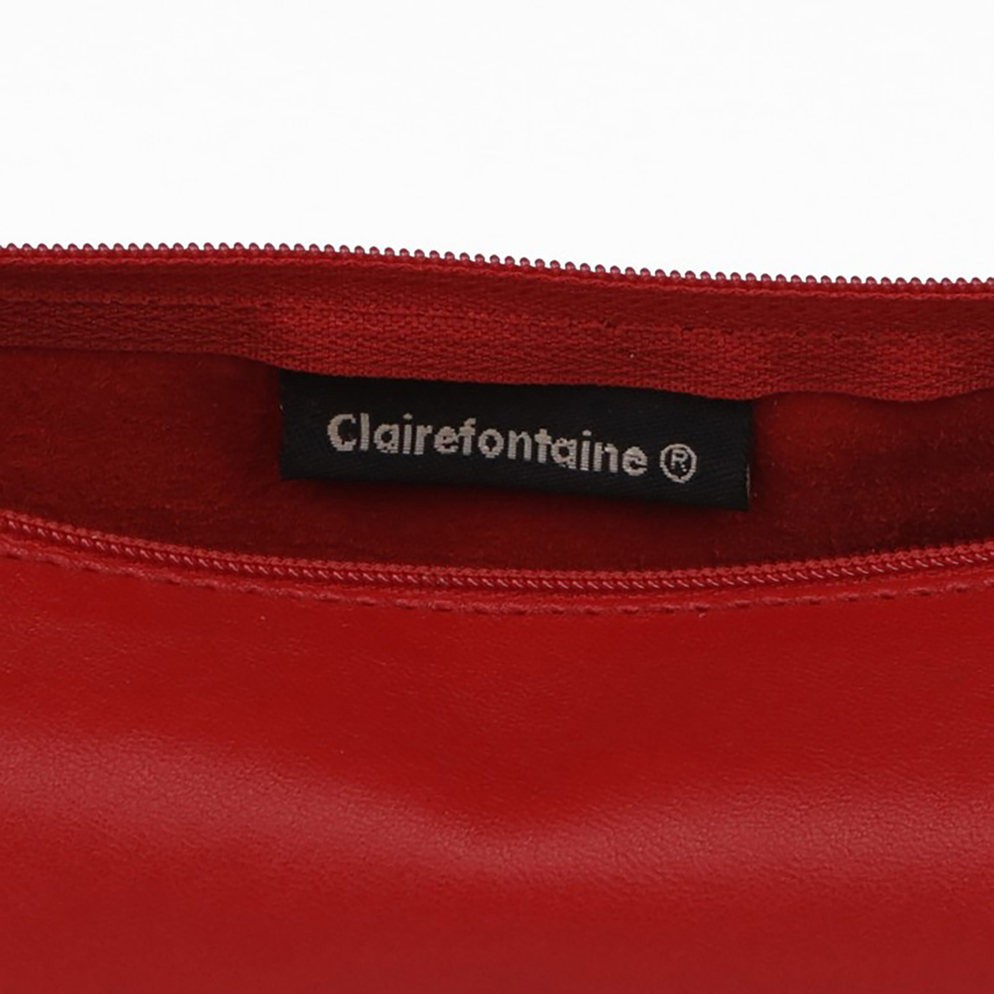 Trousse ronde -cuir teinté -rouge (5.5x22cm) CLAIREFONTAINE
