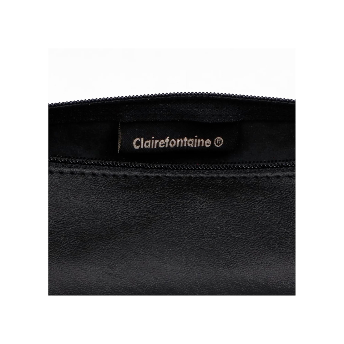 Trousse à crayons ronde en cuir noir (5.5x22cm)