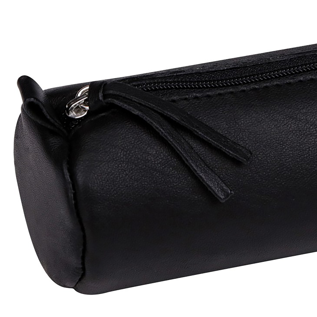 Trousse ronde en cuir -noir vieilli  (5.5x22cm) CLAIREFONTAINE
