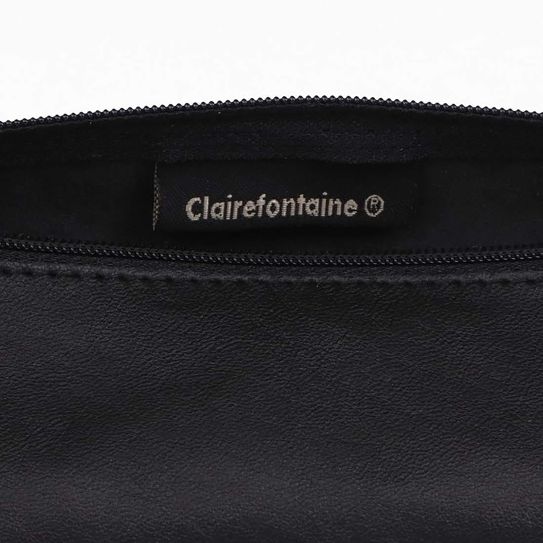Trousse ronde en cuir -noir vieilli  (5.5x22cm) CLAIREFONTAINE