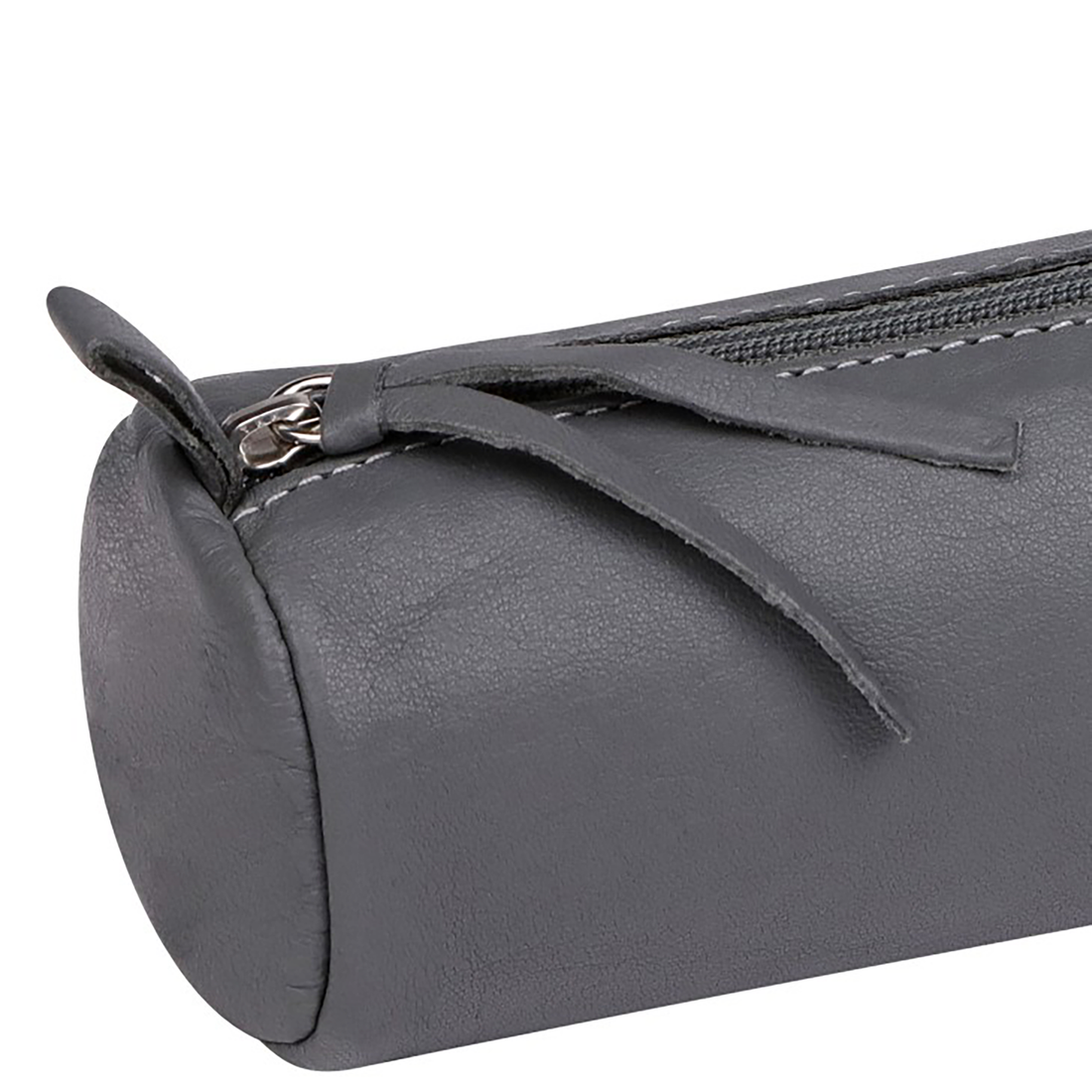 Trousse ronde -cuir teinté -gris (5.5x22cm) CLAIREFONTAINE