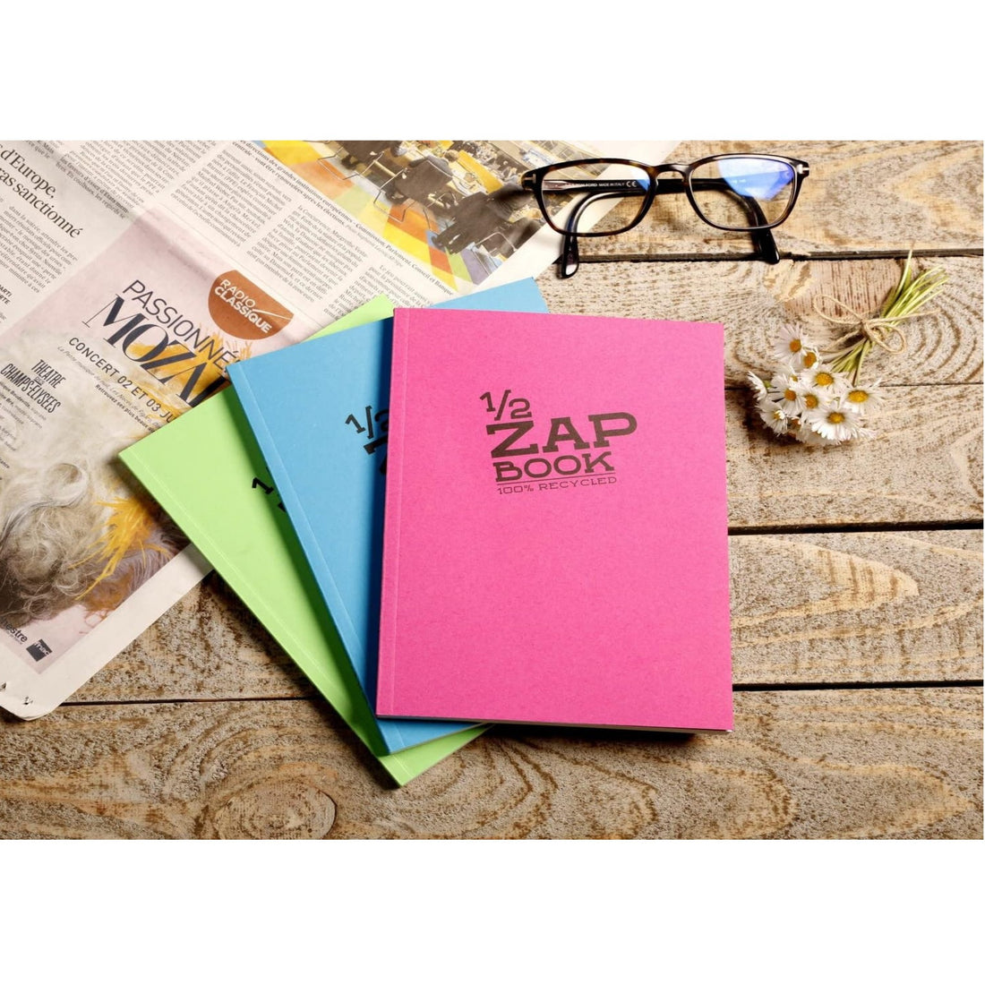 1/2 Zap Book Recycled 36Lb 160P 9x14cm. Assorted