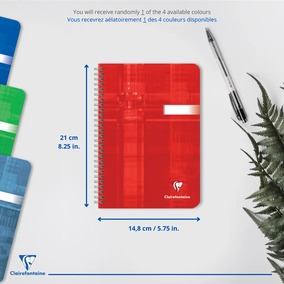 Cahier reliure intégrale vierge -assortis- A5. 180 pages (14.8x21cm) CLAIREFONTAINE