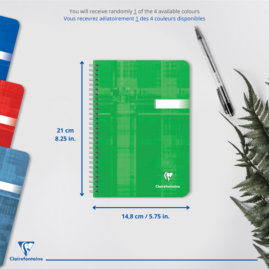 Cahier reliure intégrale 5/5 -assortis- A5. 180 pages (14.8x21cm) CLAIREFONTAINE
