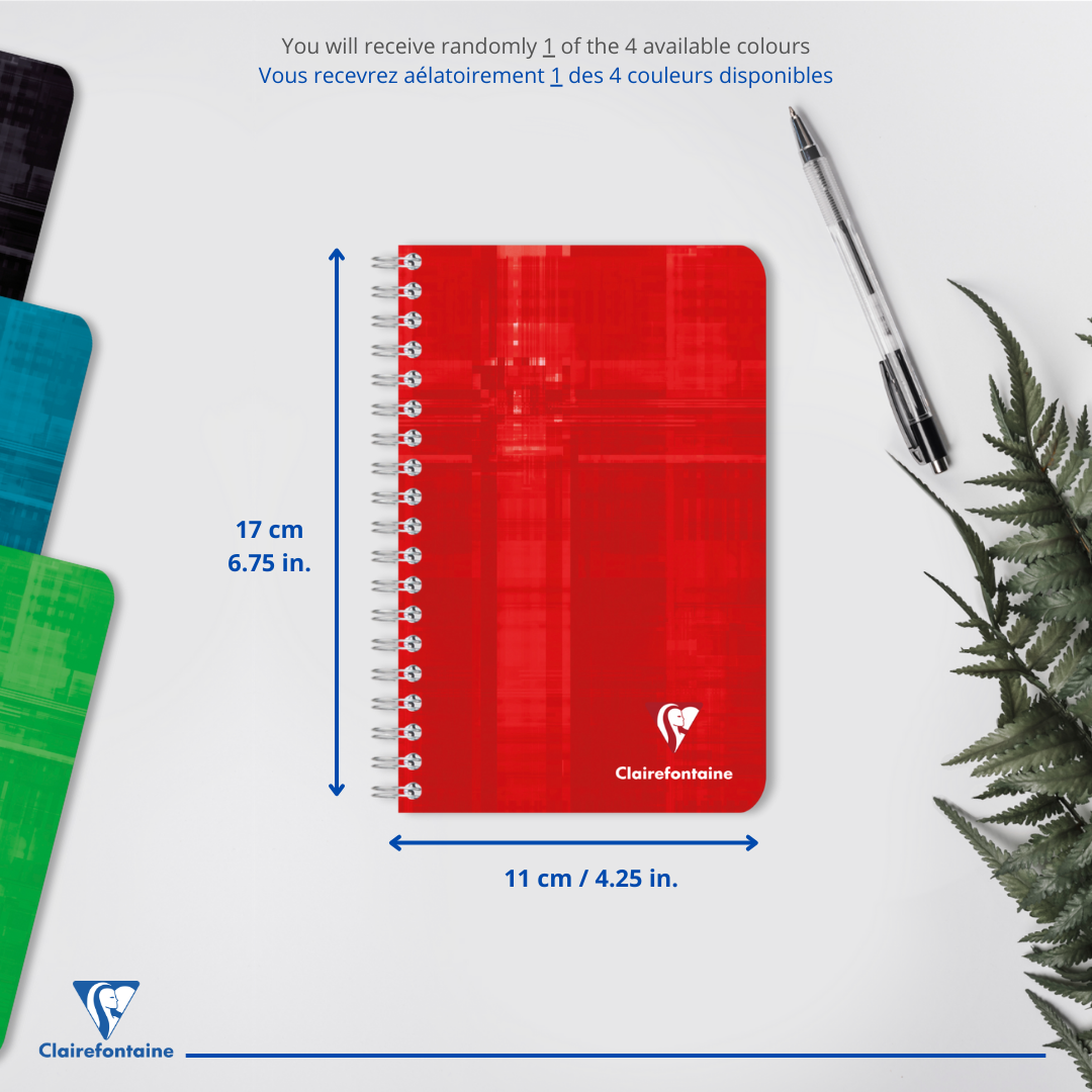 Carnet reliure intégrale ligné -assortis- 180 pages (11x17cm) CLAIREFONTAINE