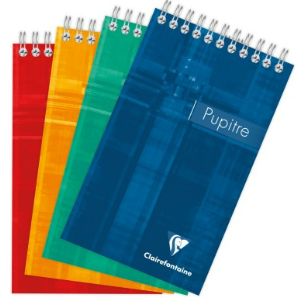 Bloc-notes pupitre reliure intégrale ligné -assortis- 80 feuilles (10.5x17cm) CLAIREFONTAINE