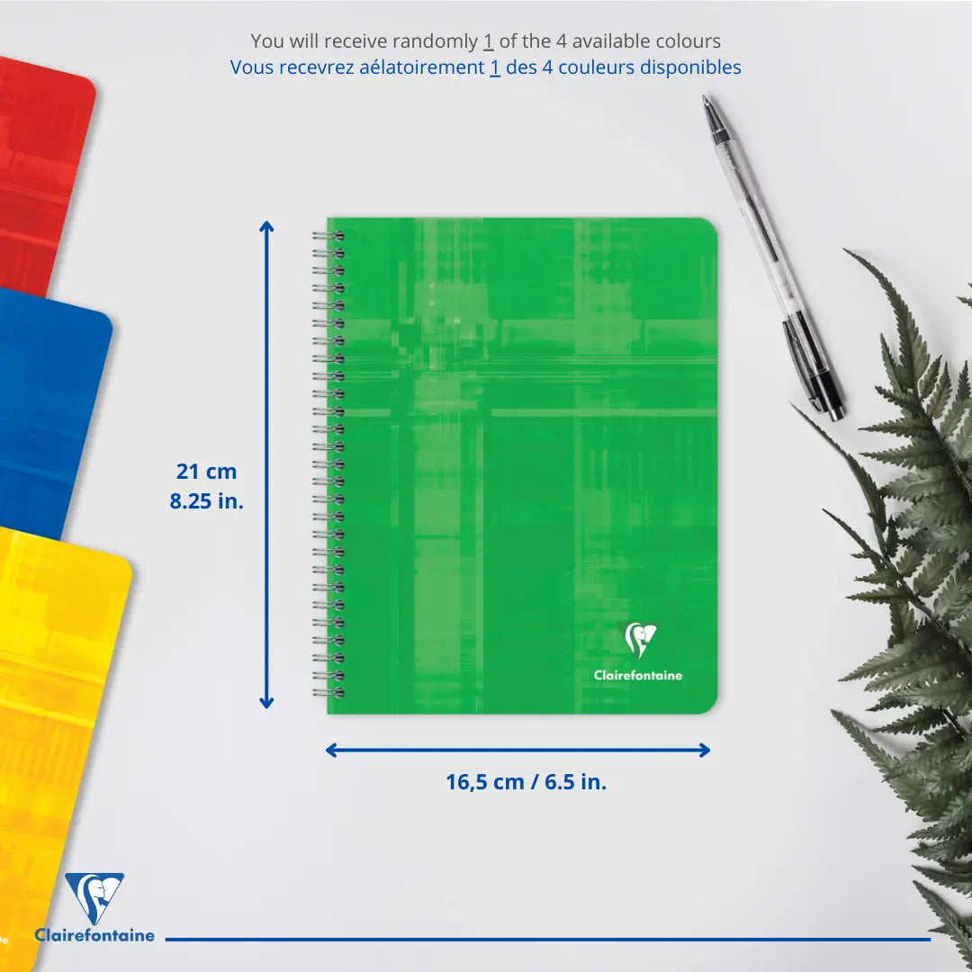 Cahier reliure intégrale ligné+M -assortis- A5+. 180 pages (16.5x21cm) CLAIREFONTAINE