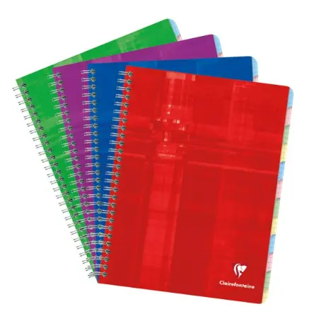 Cahier répertoire 12 index reliure intégrale  5/5 -assortis- 120 pages (17x22cm) CLAIREFONTAINE