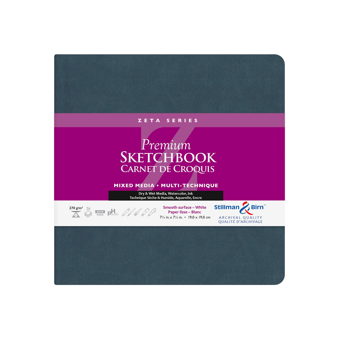 Carnet souple Zeta: Series 26F 270G blanc (19 x 19 cm) - CLAIREFONTAINE