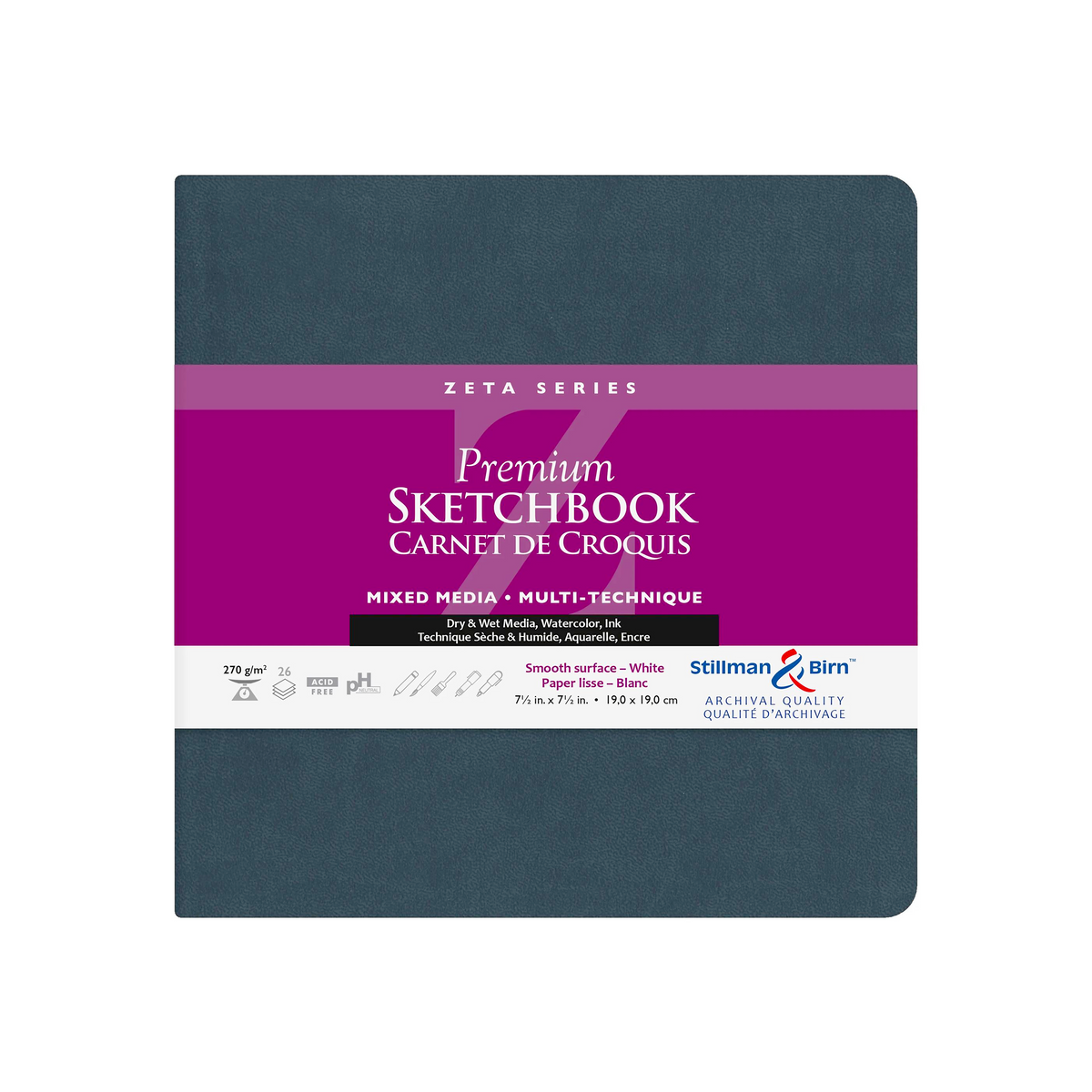 Carnet souple Zeta: Series 26F 270G blanc (19 x 19 cm) - CLAIREFONTAINE