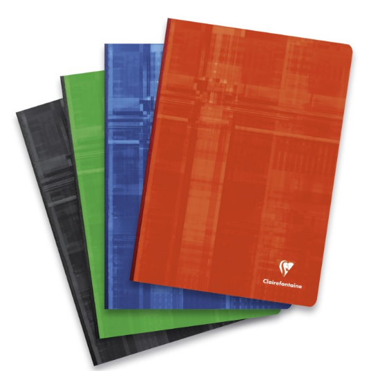 Cahier brochure dos toilé seyès -assorted- A4. 144 pages (21x29.7cm) CLAIREFONTAINE