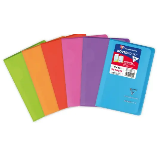Koverbook carnet polypro agrafé 5/5 -assortis- 96 pages (9x14cm) CLAIREFONTAINE