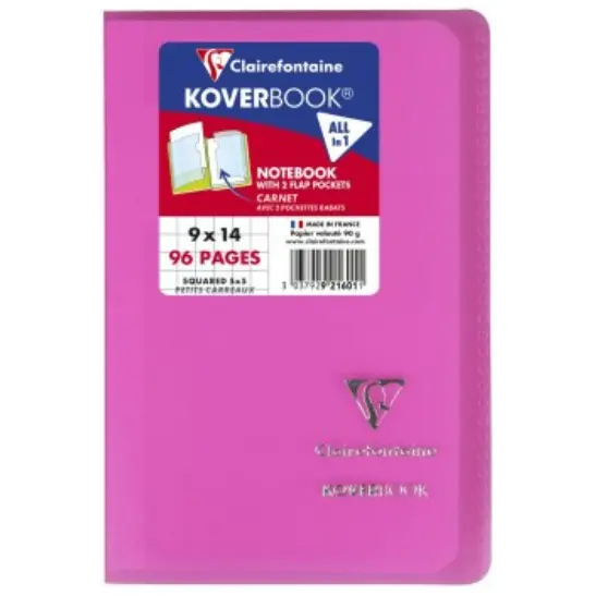 Koverbook carnet polypro agrafé 5/5 -assortis- 96 pages (9x14cm) CLAIREFONTAINE