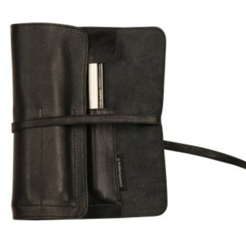 Flying spirit:  trousse en cuir -étui rouleau -noir (26.7x24cm) CLAIREFONTAINE