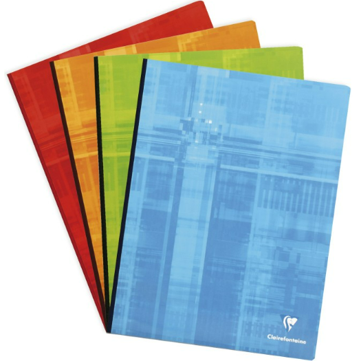 Cahier brochure dos toilé seyès -assortis- 288 pages (24x32cm) CLAIREFONTAINE