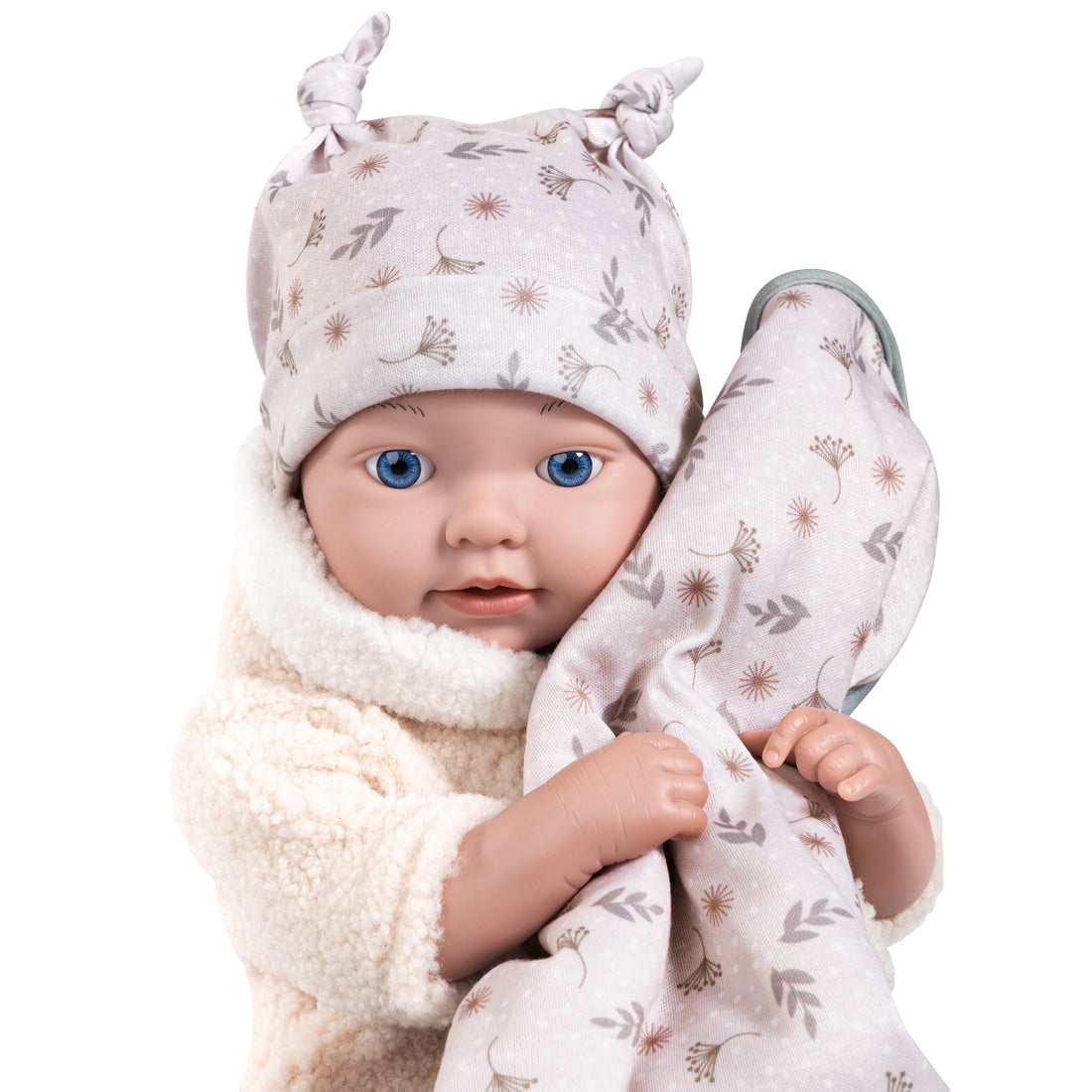 POUPÉE REBORN BABY AVEC COUVERTURE ET OREILLER - 38 CM