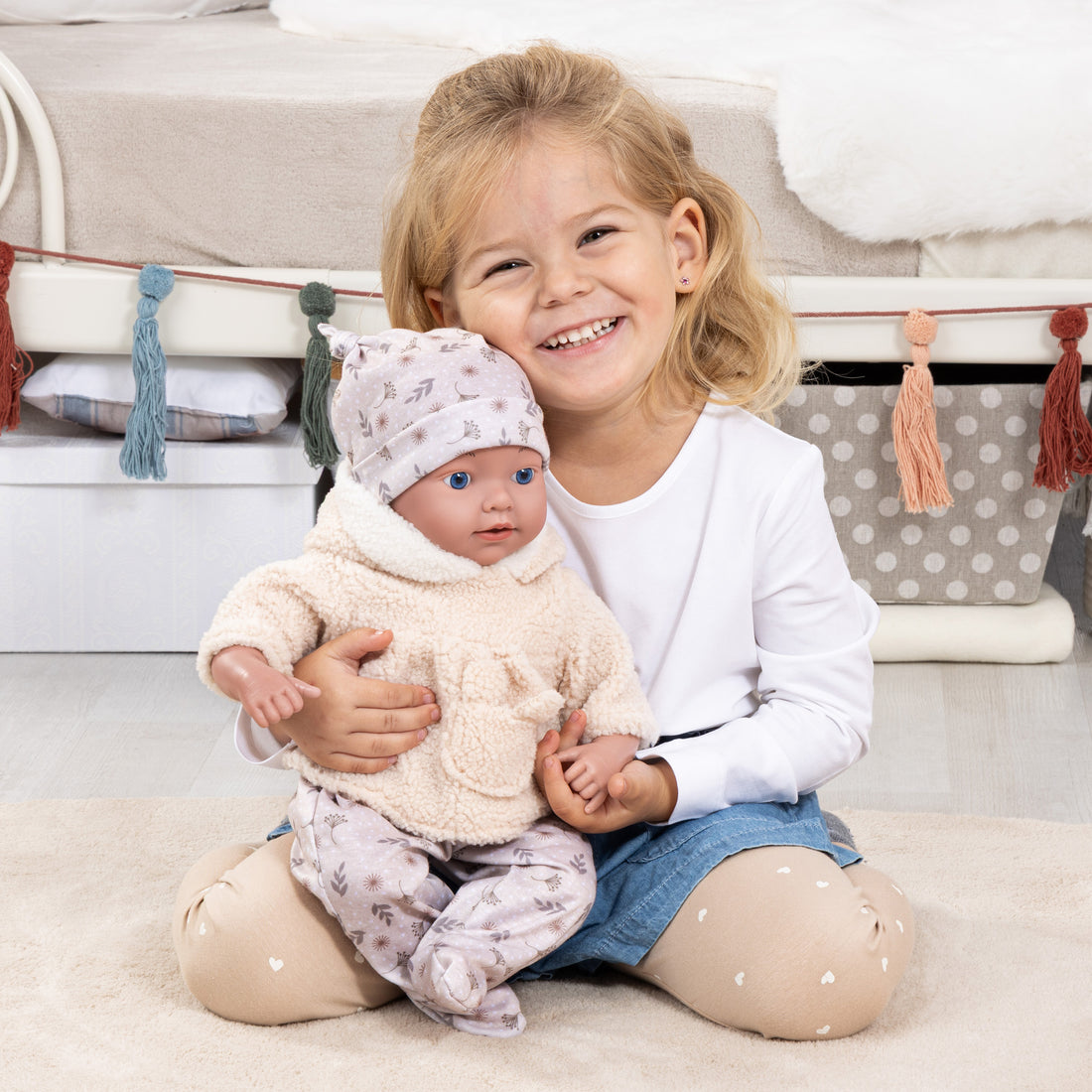 POUPÉE REBORN BABY AVEC COUVERTURE ET OREILLER - 38 CM