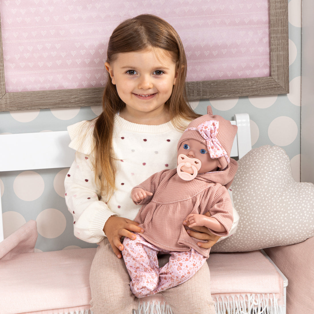 POUPÉE REBORN BABY AVEC COUVERTURE ET OREILLER - 38 CM