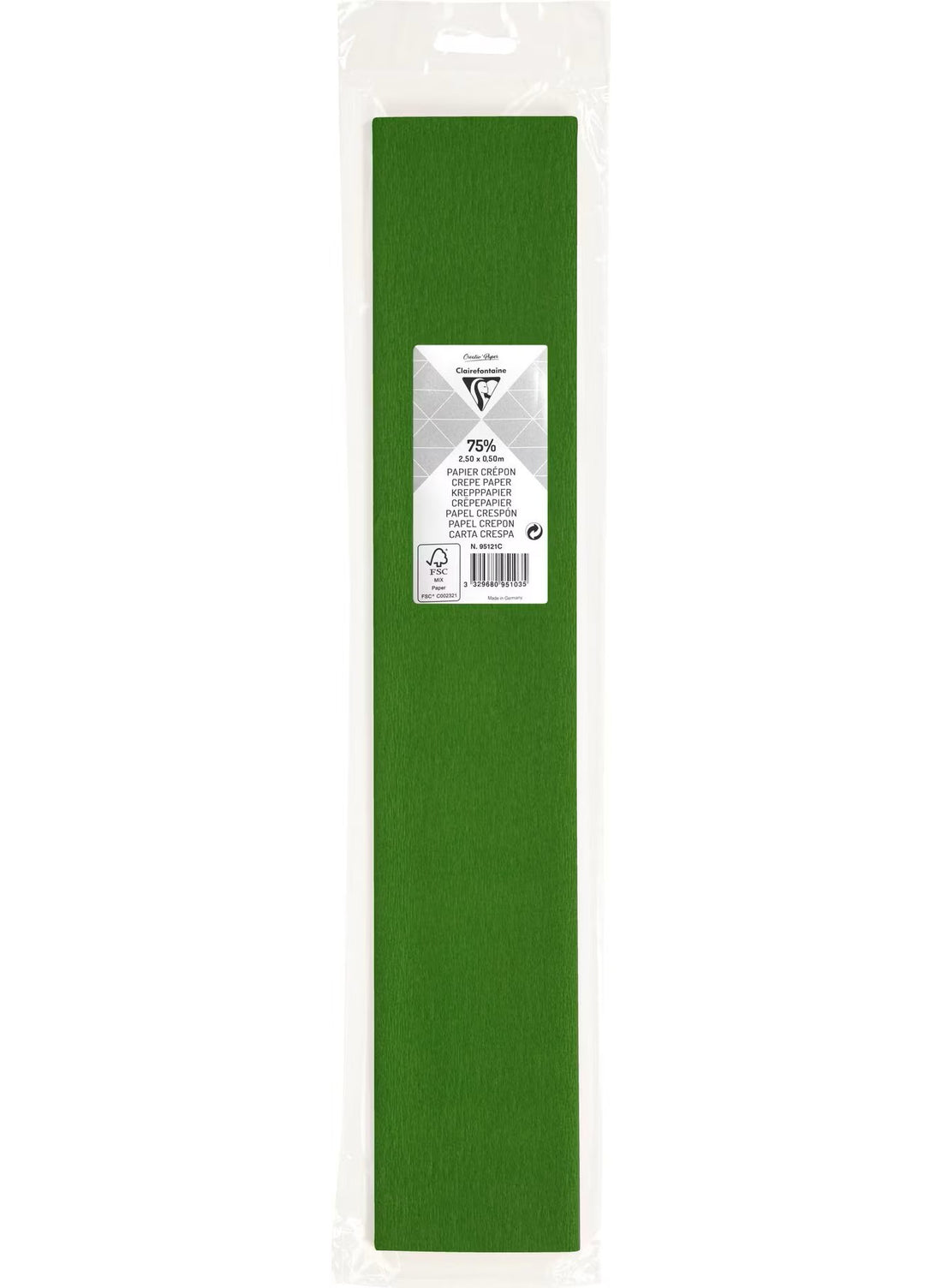 Papier Crépon vert vif (2,5 x 0,5 m) - CLAIREFONTAINE