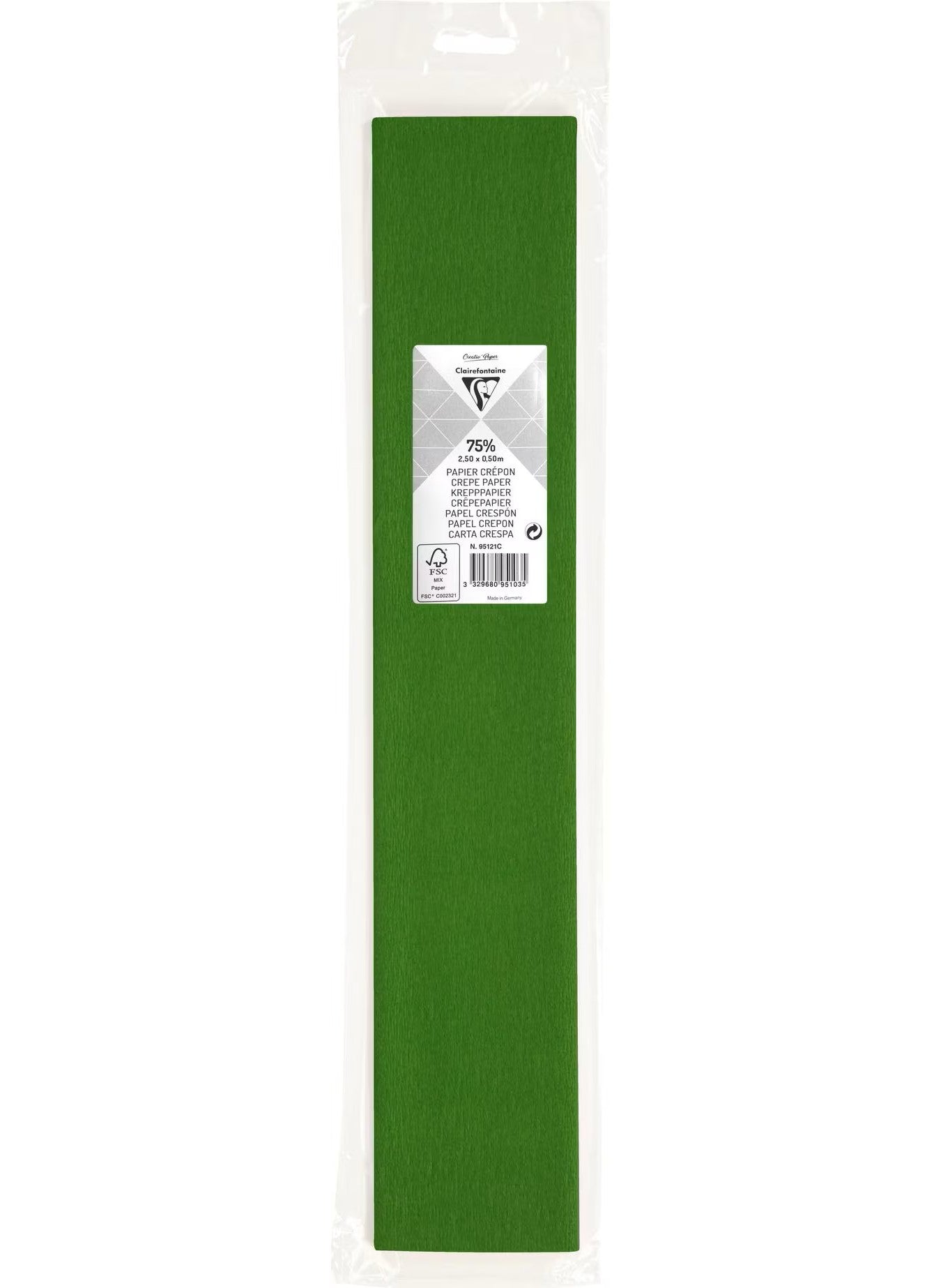 Papier Crépon vert vif (2,5 x 0,5 m) - CLAIREFONTAINE