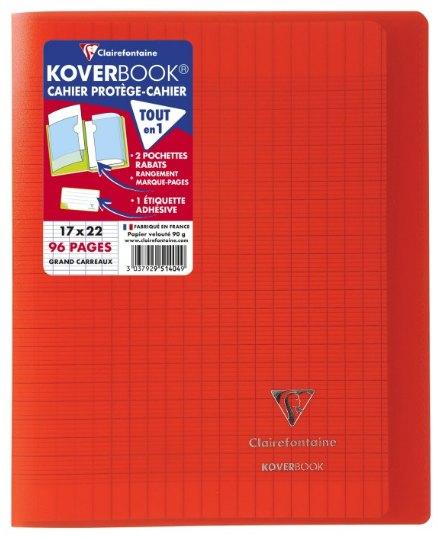 Livre Kover 96P Seyes 6¾X8¾ Rouge CLAIREFONTAINE