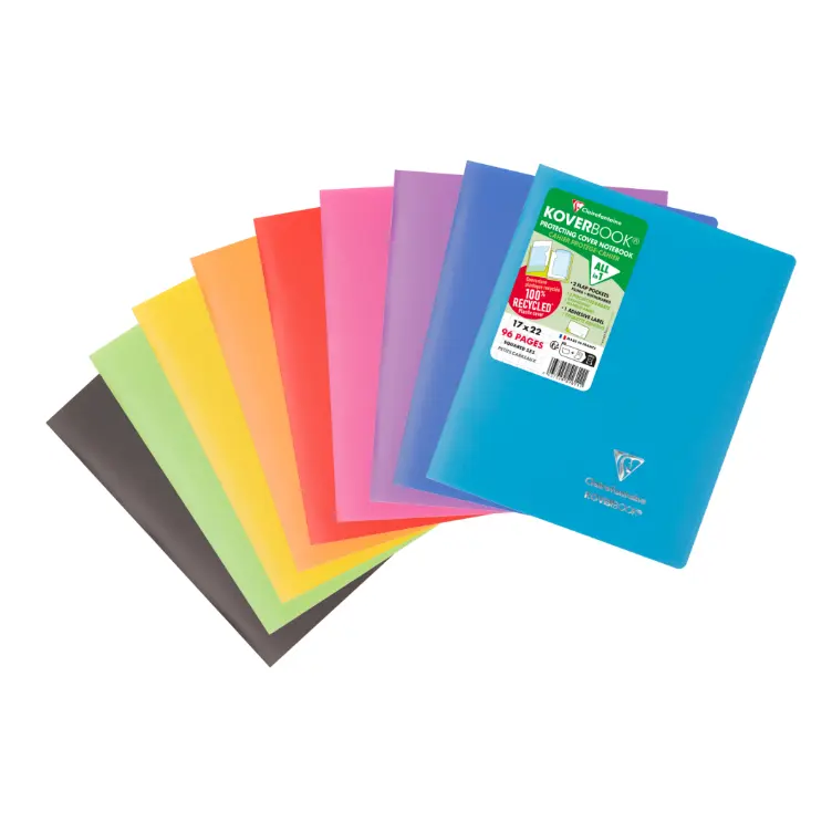 Koverbook Eco cahier polypro agrafé 5/5 -assortis- 96 pages (17x22cm) CLAIREFONTAINE