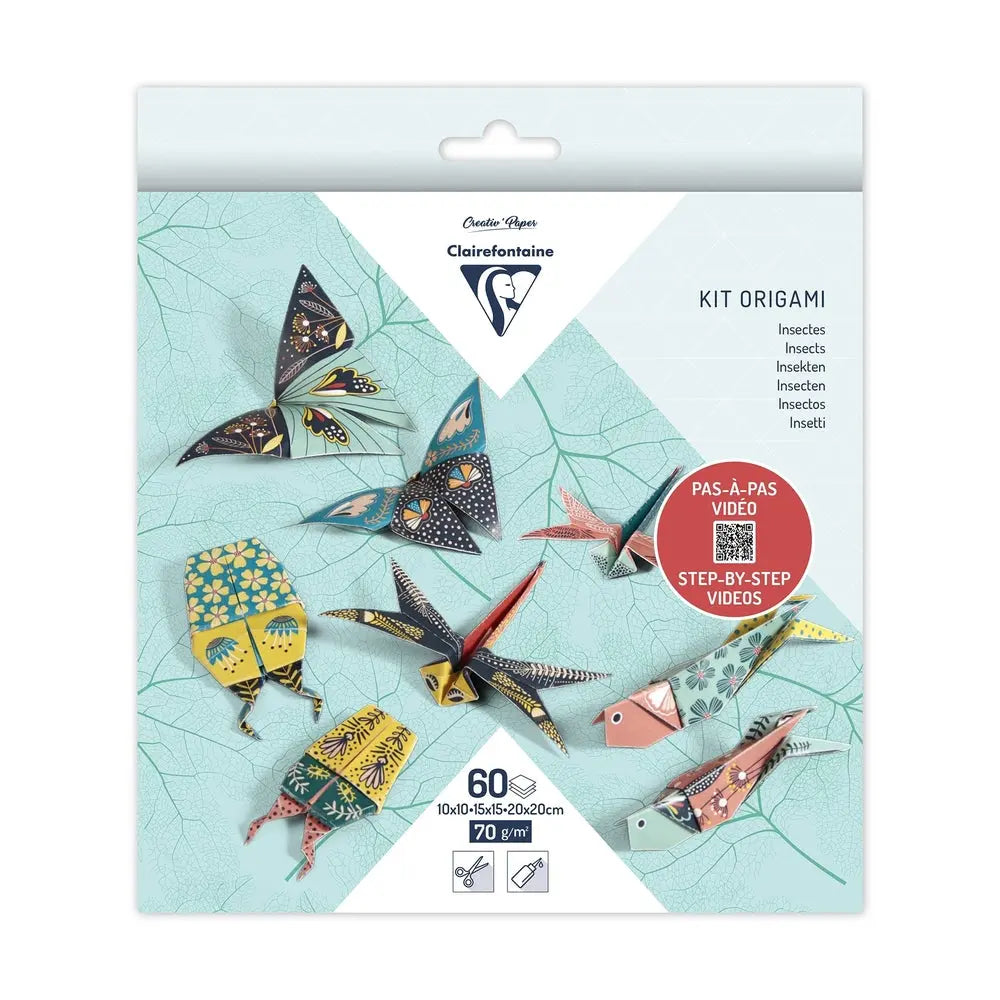 Kit Origami:  60F 10x10, 15x15, 20x20 - Insectes CLAIREFONTAINE