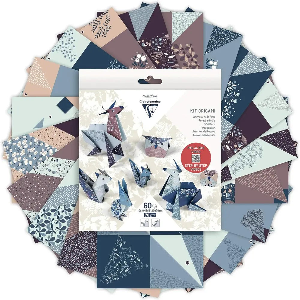 Kit Origami:  60F 10x10, 15x15, 20x20 - Animal CLAIREFONTAINE