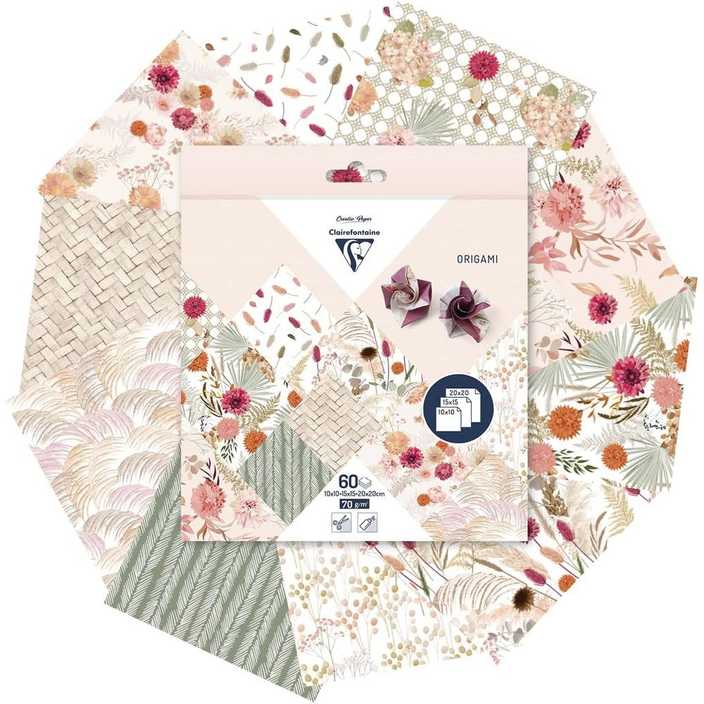 Kit Origami:  60F 10x10, 15x15, 20x20 - Fleurs Séchées CLAIREFONTAINE