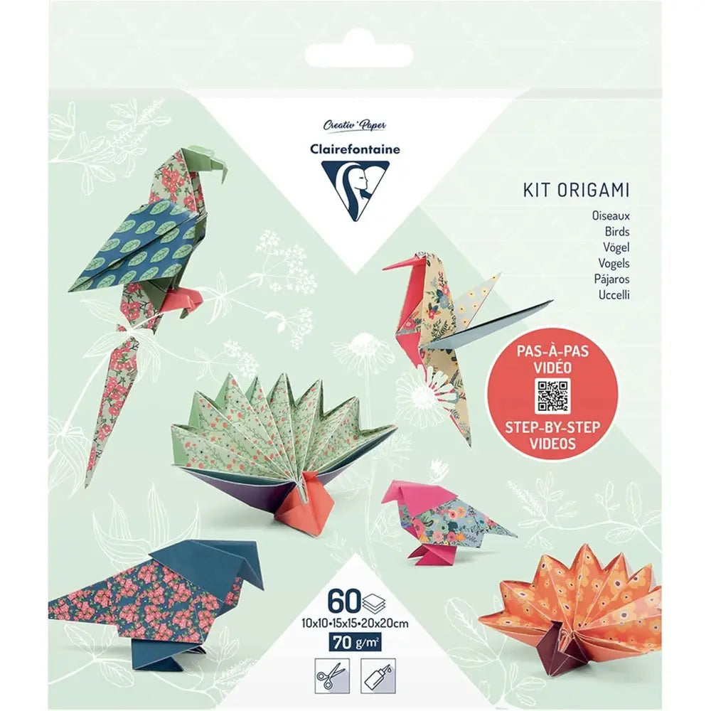 Kit Origami:  60F 10x10, 15x15, 20x20 - Oiseaux CLAIREFONTAINE