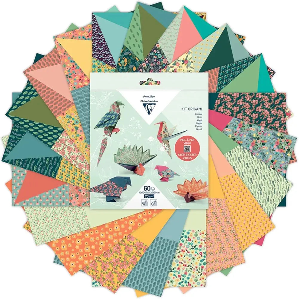 Kit Origami:  60F 10x10, 15x15, 20x20 - Oiseaux CLAIREFONTAINE