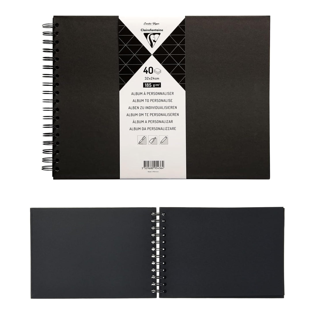 Album noir couverture rigide 40 feuilles 185G (32 x 24 cm) by CLAIREFONTAINE