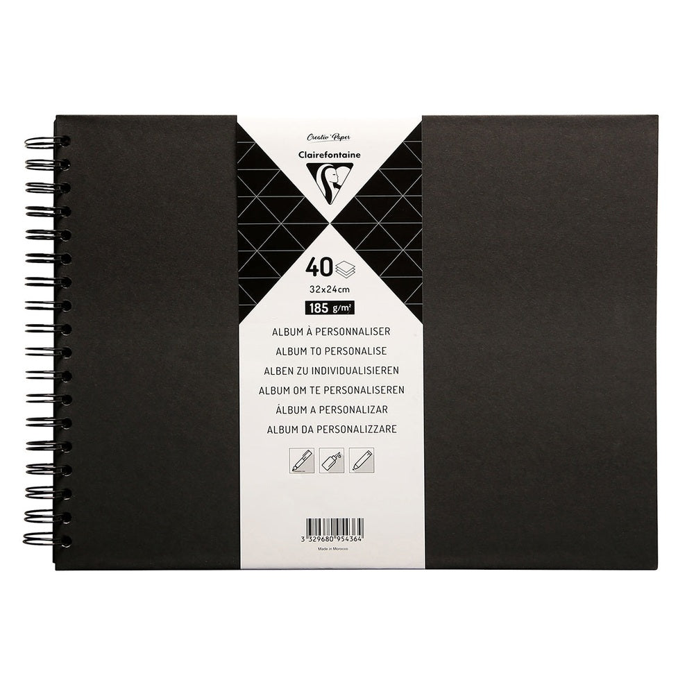 Album Couverture Rigide Noir 32X24Cm 40F 185G CLAIREFONTAINE