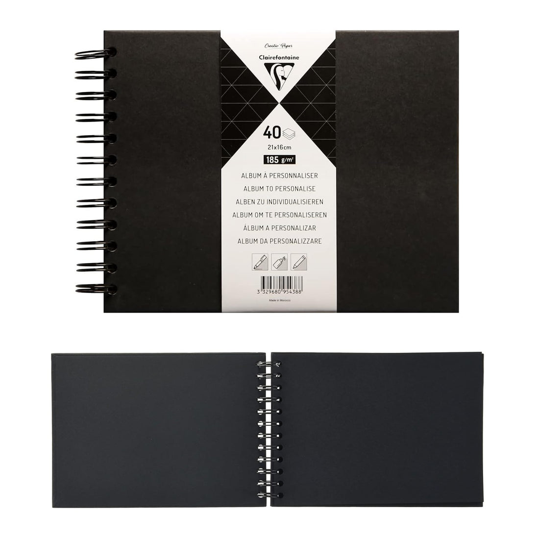 Album noir couverture rigide 40 feuilles 185G (21 x 16 cm) by CLAIREFONTAINE