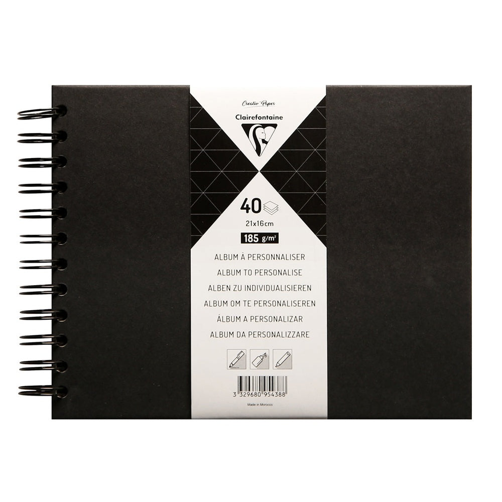 Album Couverture Rigide Noir 21X16Cm 40F 185G CLAIREFONTAINE