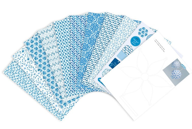 Bloc papiers imprimés, A4 (21x29,7cm), 20 feuilles à motifs 160g + 1 idée créative, Shibori floral