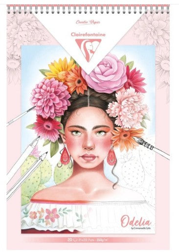 ODELIA, Bloc de coloriage multi-techniques de 20 feuilles A4 250g, Les femmes CLAIREFONTAINE