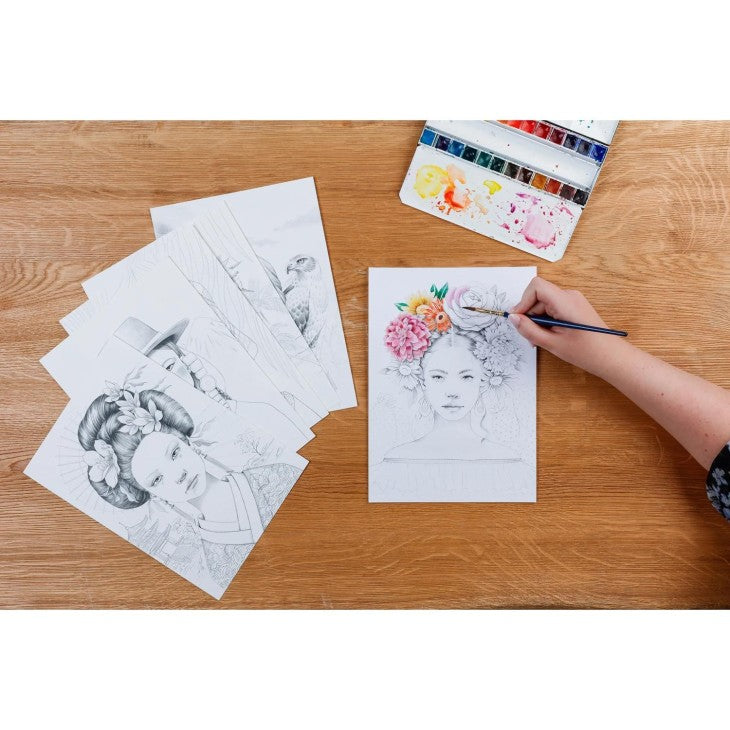 Bloc de coloriage multi-techniques ODELIA 250G, Les femmes 20 feuilles A4 by CLAIREFONTAINE