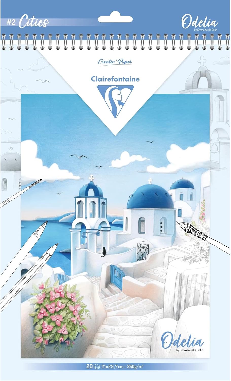 ODELIA, Multi-technical colouring pad of 20 A4 250g sheets, Cities