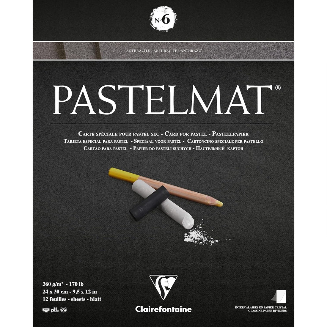 Pastelmat Pad N°6 360g  Anthracite  12 Sheets 9.4x11.8in