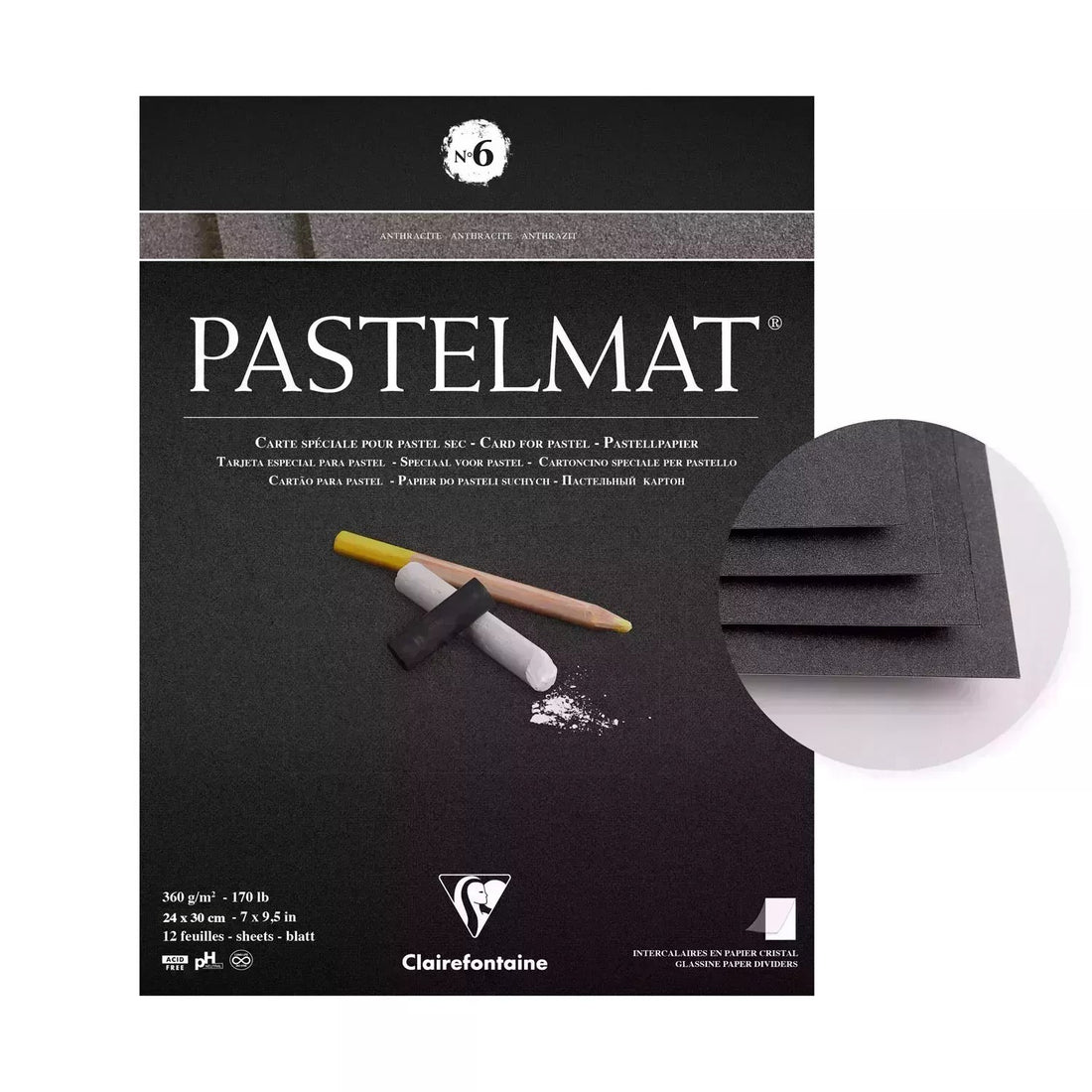 Pastelmat Pad N°6 360g  Anthracite  12 Sheets 9.4x11.8in