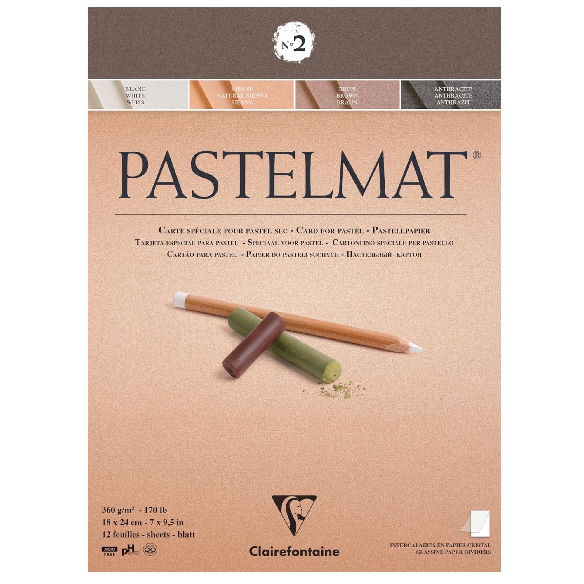 Pastelmat Pad N°2 360g  Assorted  12 Sheets 7.1x9.45in