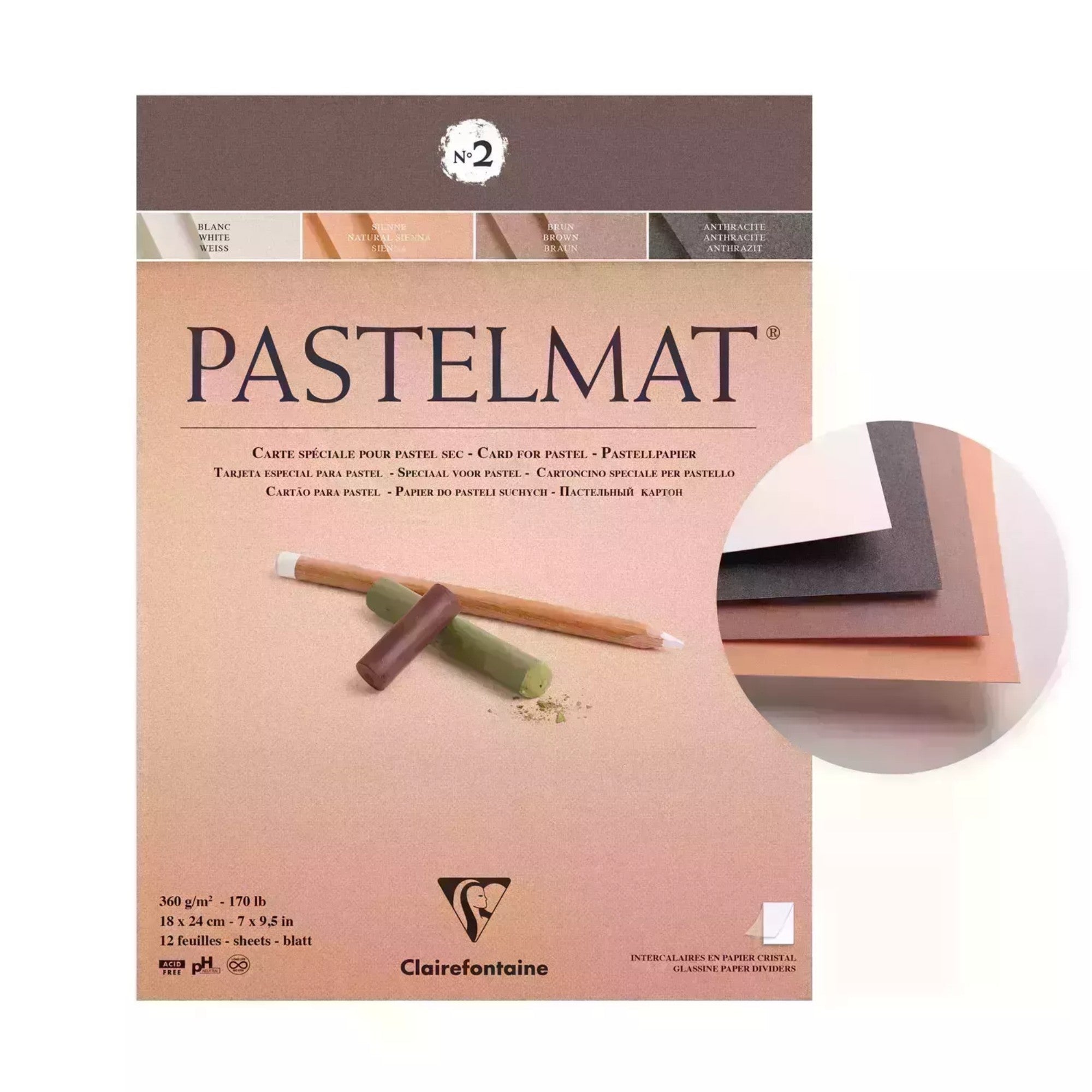 Pastelmat Pad N°2 360g  Assorted  12 Sheets 7.1x9.45in