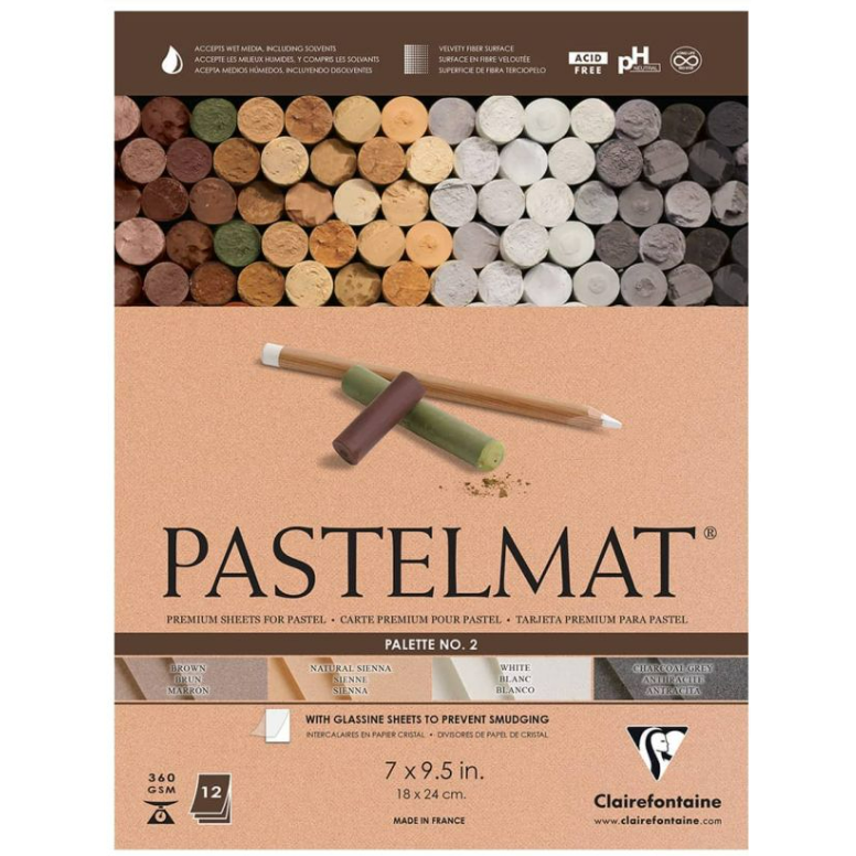 Bloc collé Pastelmat n°2 18x24cm 12F 360g CLAIREFONTAINE