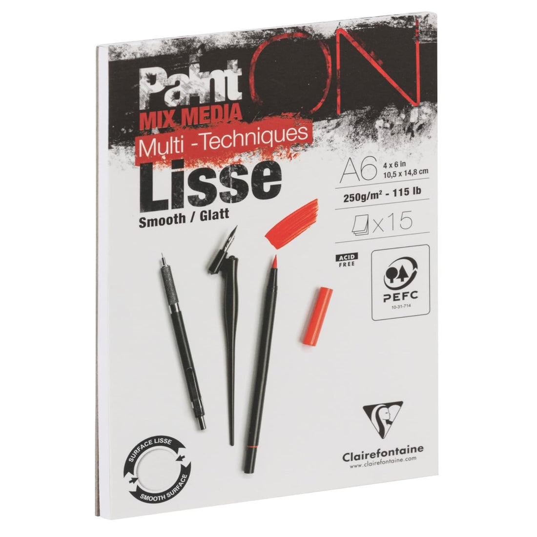 Paint'ON smooth white glued pad A6 15 sheets 250g